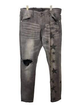KDNK Grey Black Star Distressed Jeans